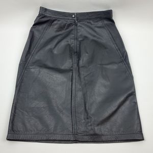 Tarazzia Vintage Black Leather Mini Skirt Size 7/8